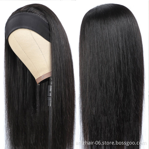 Cheap Virgin Brazilian Cuticle Aligned Natural Remy Human Hair Headband Wig 150% Density Glueless None Lace Wig For Black Women